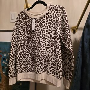 J CREW Leopard Print Crew Neck Sweater
